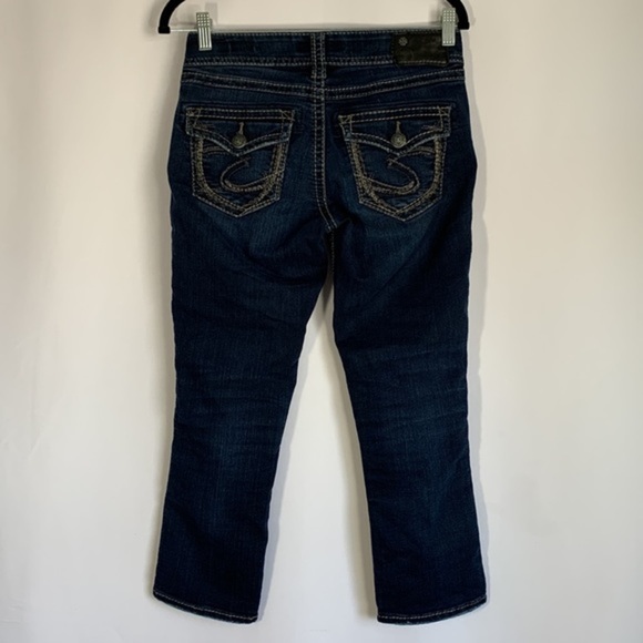 Silver Jeans Co x Bootlegger Dark Blue Suki Mid Capri Jeans - Picture 8 of 13